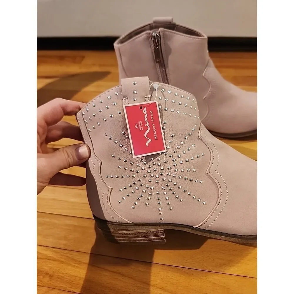 Pink Studded Ankle Boots Size 6 Women's Zip Mia Cowgirl